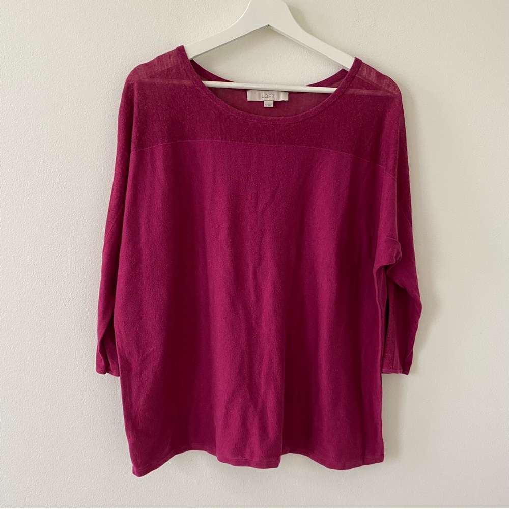 Loft Women’s 3/4 Sleeve Purple Red Top